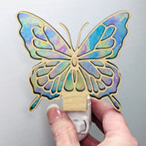 Butterfly Handmade Night Light Iridescent Subtle Color Soft Glow LED Decorative Lighting Fixture Sustainable Wood Acrylic Flex Material Unique Design