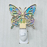 Butterfly Handmade Night Light Iridescent Subtle Color Soft Glow LED Decorative Lighting Fixture Sustainable Wood Acrylic Flex Material Unique Design