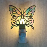 Butterfly Handmade Night Light Iridescent Subtle Color Soft Glow LED Decorative Lighting Fixture Sustainable Wood Acrylic Flex Material Unique Design